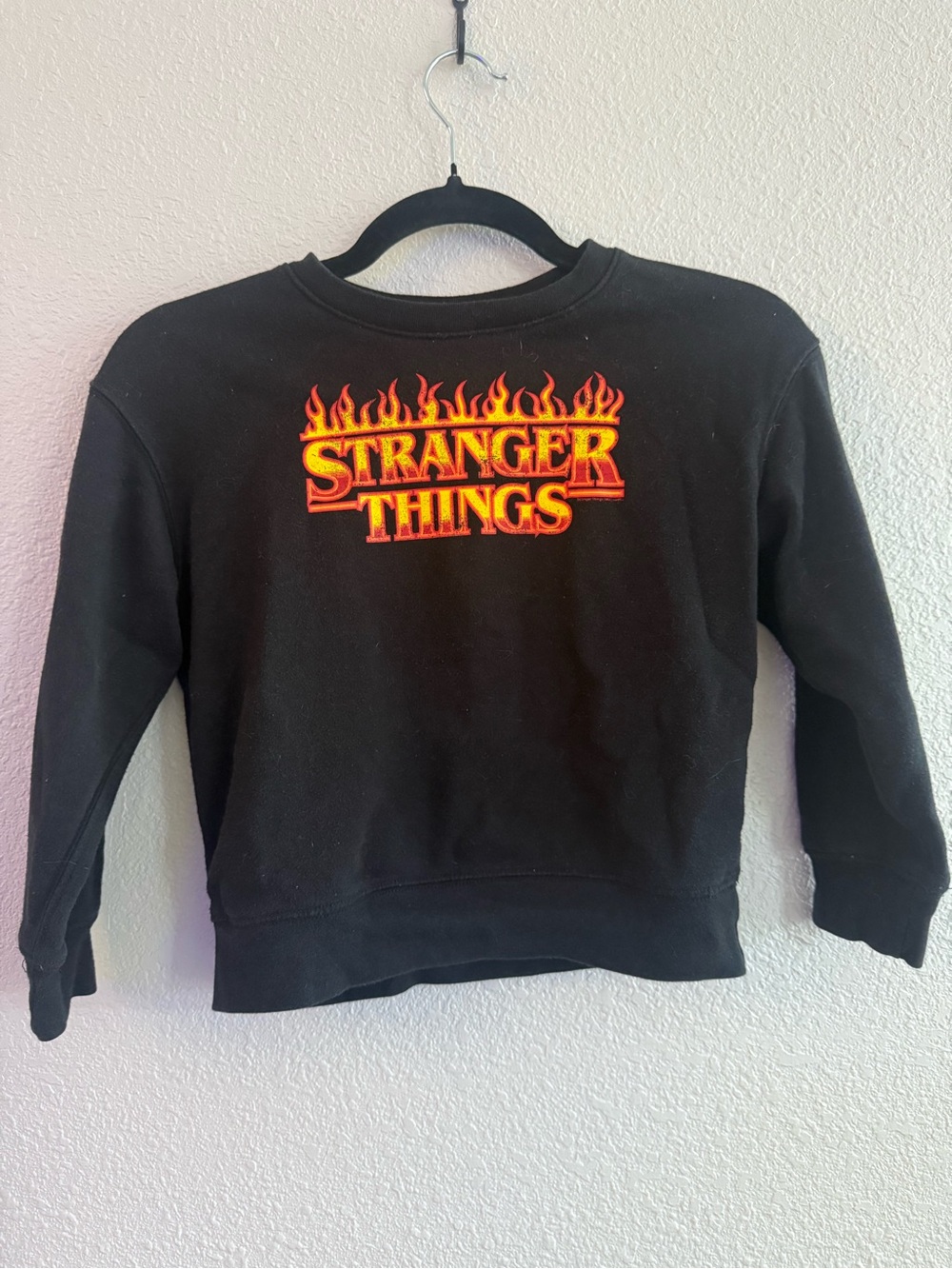 Old Navy Black Stranger Things Flame Logo Crewneck